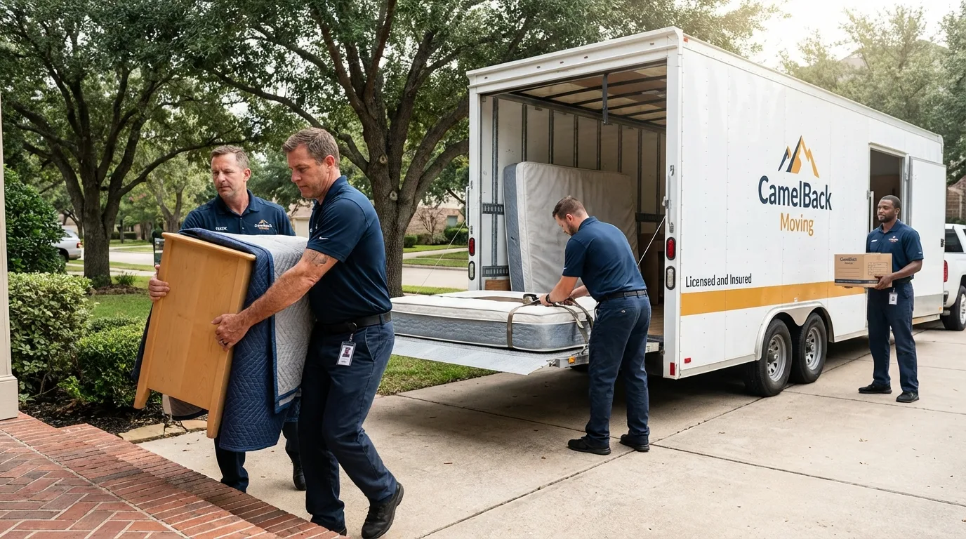 Crew loading residential truck for cross-state move from Beach City, OH